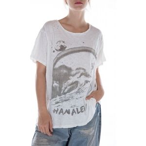 Magnolia Pearl Hanalei T True new boyfriend white t-shirt top one size t…